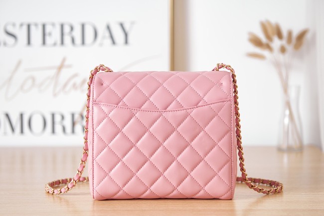 Chanel Lambskin MINI FLAP BAG AS3648 pink