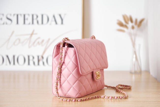 Chanel Lambskin MINI FLAP BAG AS3648 pink