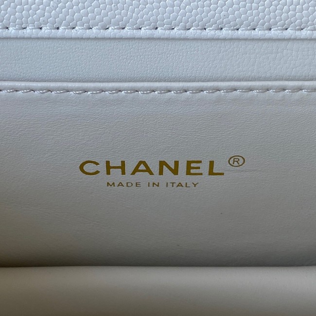 Chanel MINI FLAP BAG Grained Calfskin & Gold-Tone Metal AS3580 white