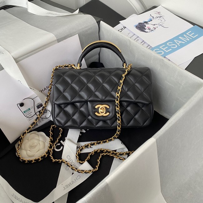 Chanel MINI FLAP BAG WITH TOP HANDLE AS2431 black