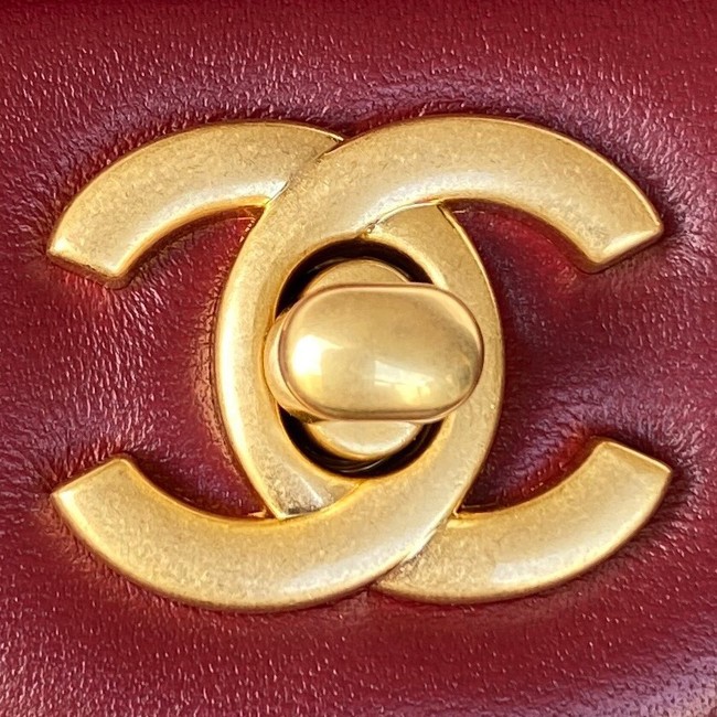 Chanel MINI FLAP BAG WITH TOP HANDLE AS2431 red