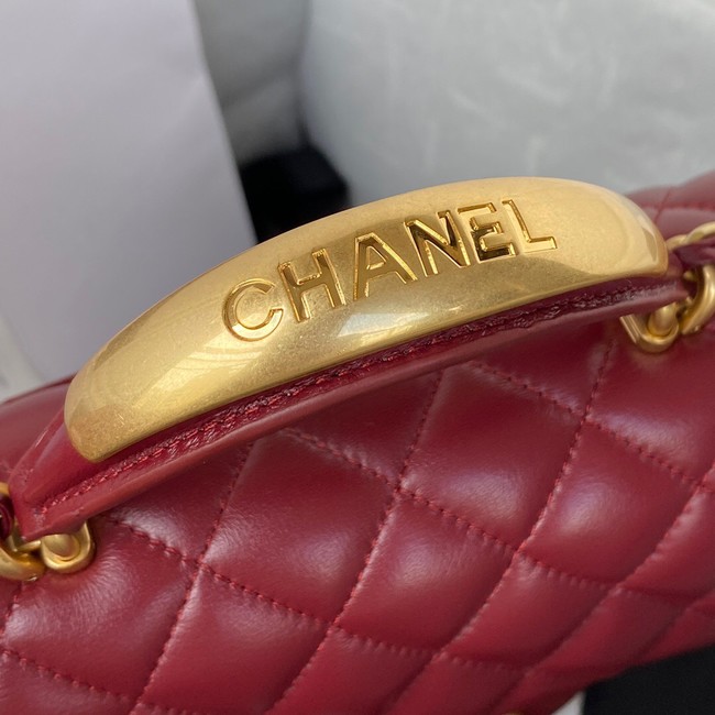 Chanel MINI FLAP BAG WITH TOP HANDLE AS2431 red