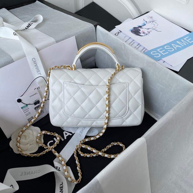 Chanel MINI FLAP BAG WITH TOP HANDLE AS2431 white