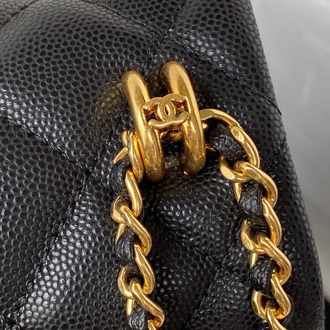 Chanel SMALL FLAP BAG Grained Calfskin & Gold-Tone Metal AS3580 black