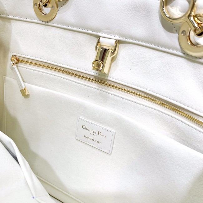 MEDIUM DIOR ESSENTIAL TOTE BAG Calfskin M8721 WHITE