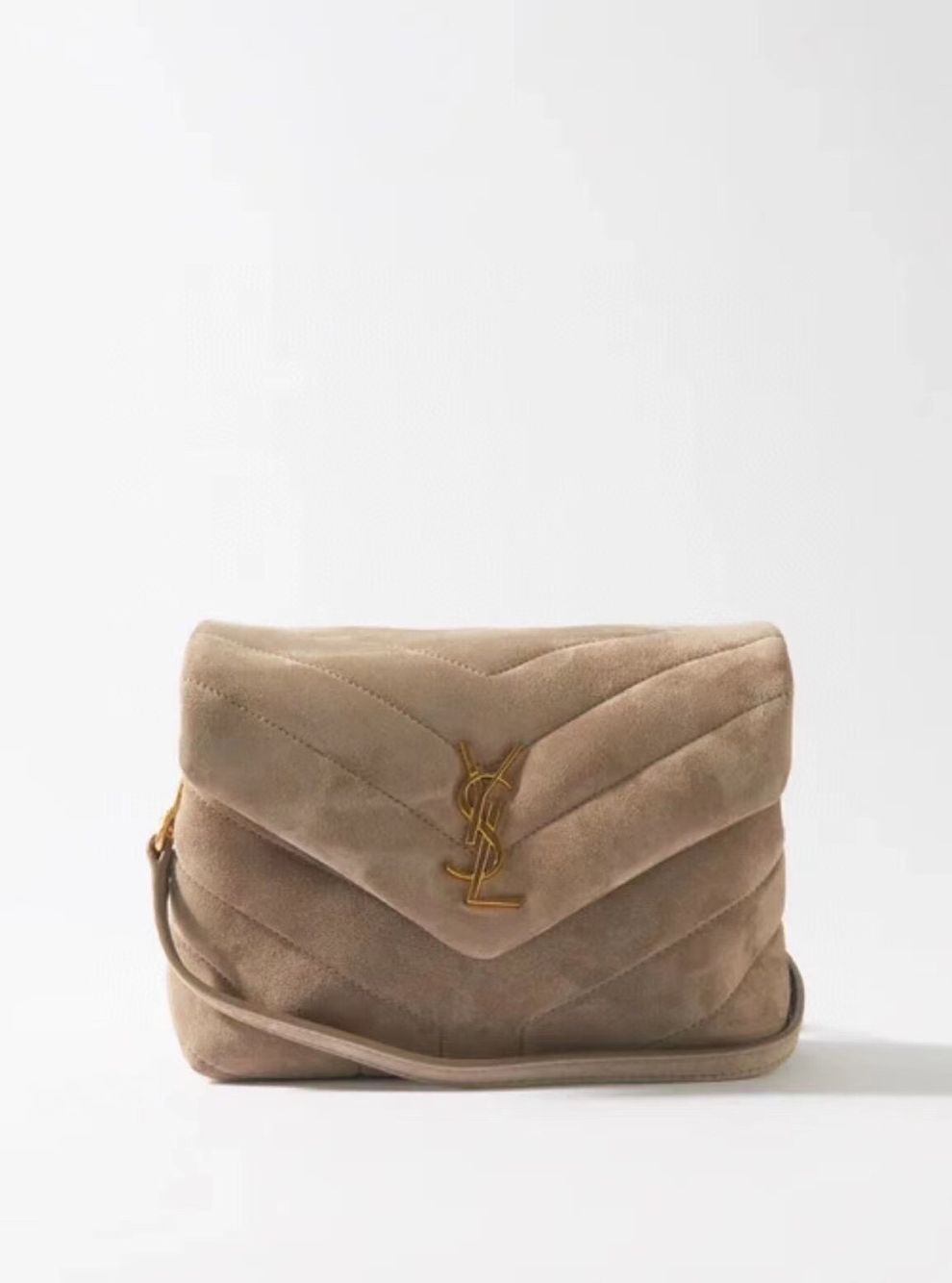 SAINT LAURENT LOULOU SMALL CHAIN BAG IN QUILTED Y SUEDE 4946991 TAUPE