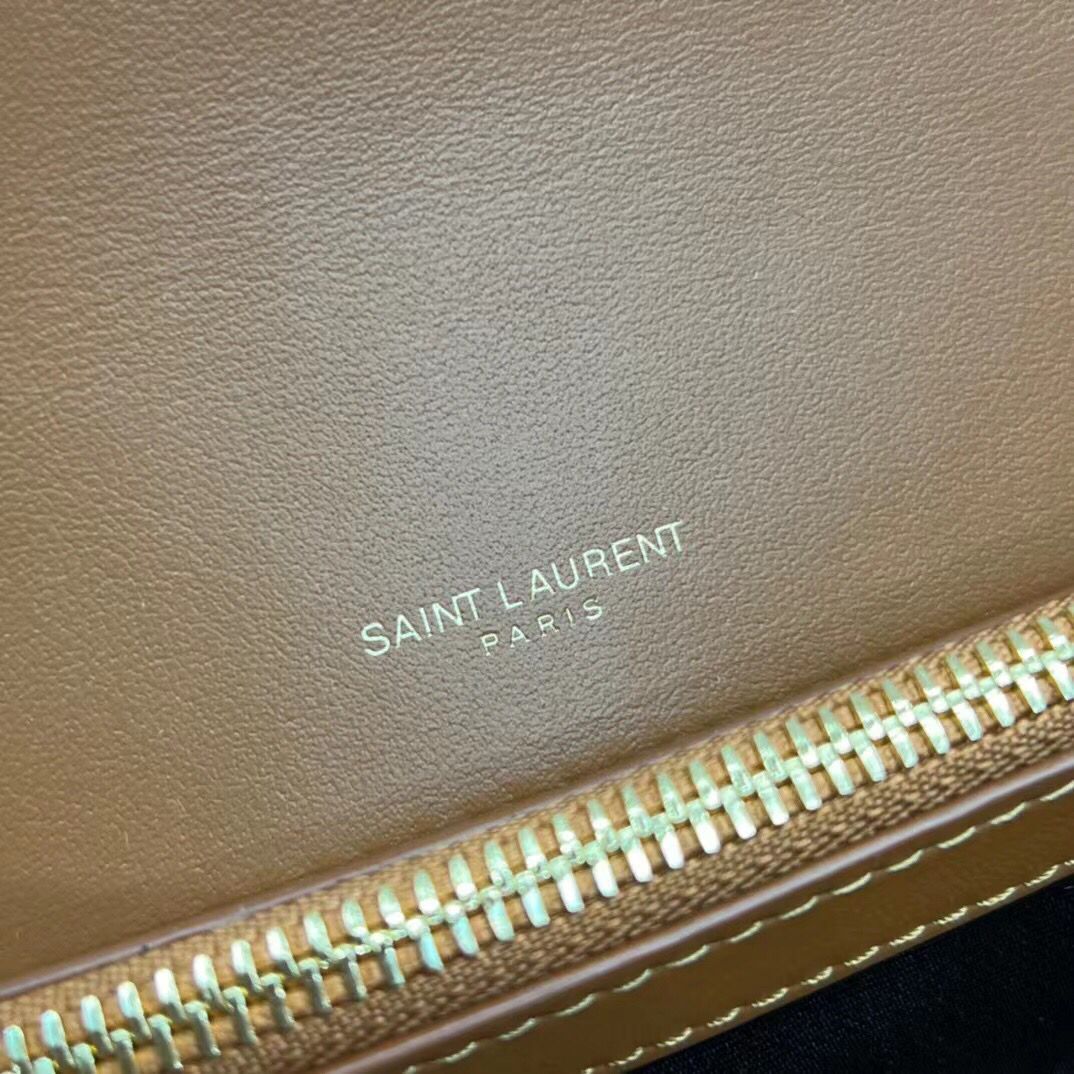 SAINT LAURENT COLLEGE MEDIUM CHAIN BAG IN QUILTED SUEDE 6002791 CINNAMON