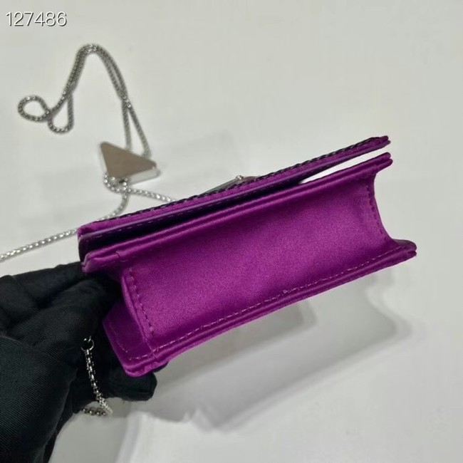 Prada Crystal-studded card holder with shoulder strap 1MR024 Purplish