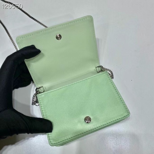 Prada Crystal-studded card holder with shoulder strap 1MR024 green