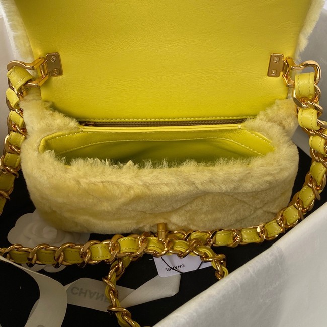 CHANEL SMALL FLAP BAG & Gold-Tone Metal AS3498 yellow