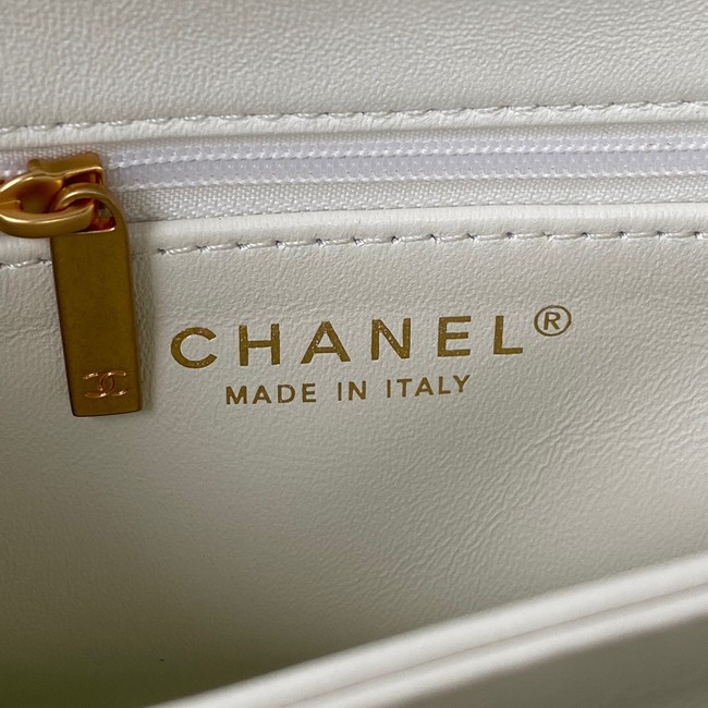 CHANEL SMALL FLAP BAG & Gold-Tone Metal AS3499 white