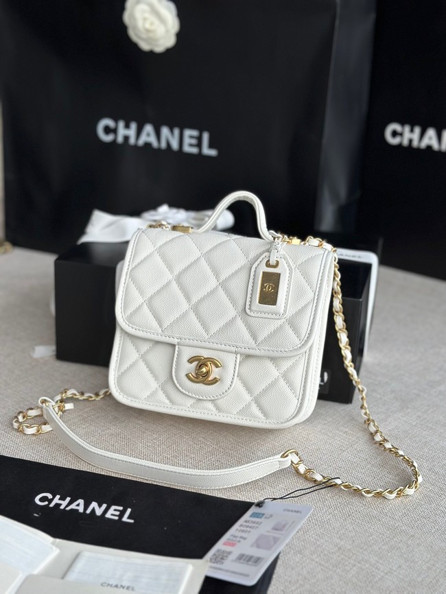 Chanel MINI FLAP BAG WITH TOP HANDLE AS3652 white