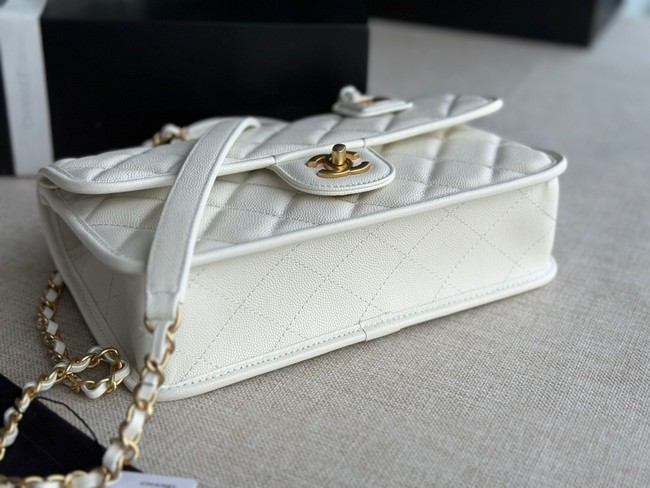 Chanel SMALL FLAP BAG WITH TOP HANDLE AS3653 white