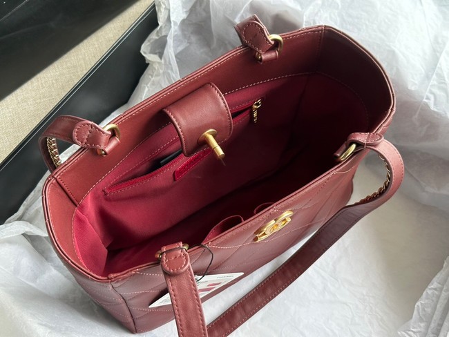 CHANEL Calfskin & Gold-Tone Metal AS3508 Burgundy