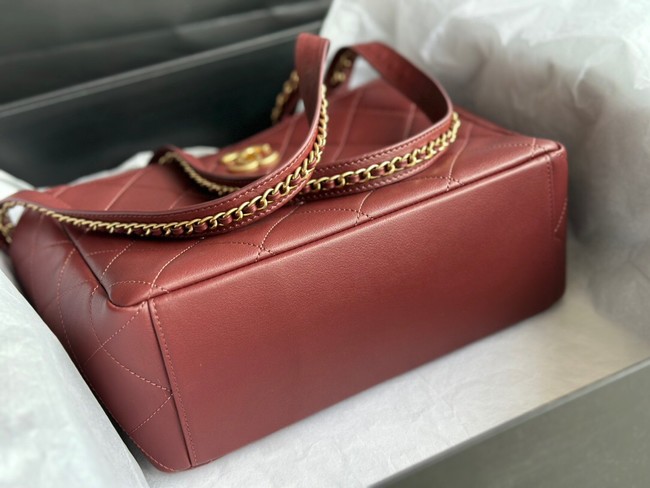 CHANEL Calfskin & Gold-Tone Metal AS3508 Burgundy