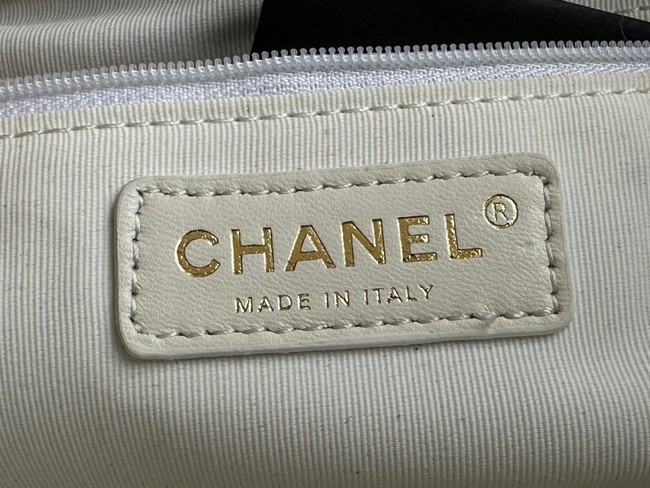 CHANEL Calfskin & Gold-Tone Metal AS3508 white