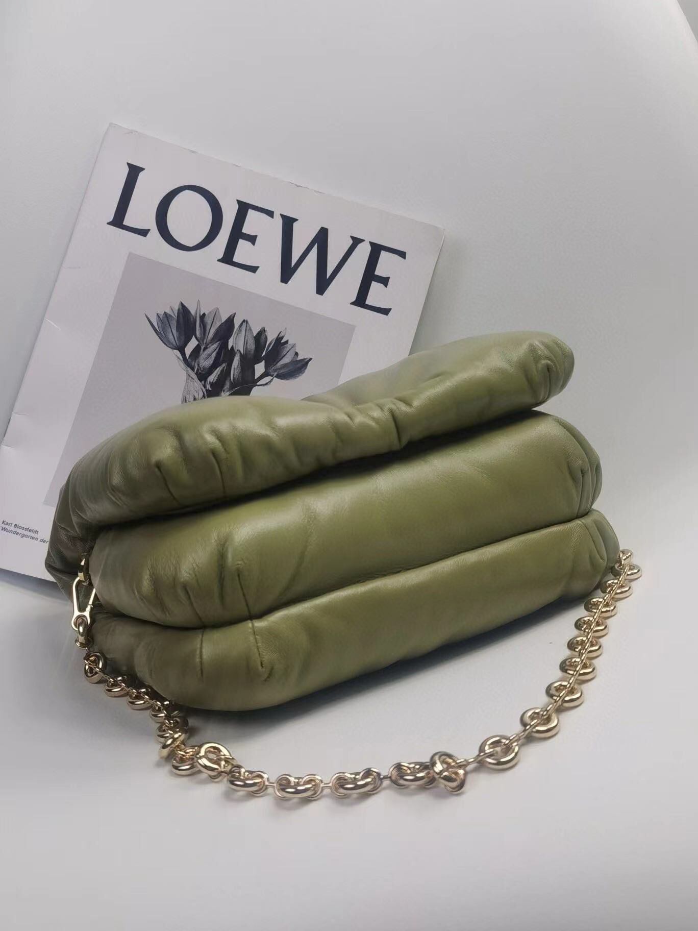 Loewe Puffer Goya Original Sheepskin Leather Bag 9801 Green