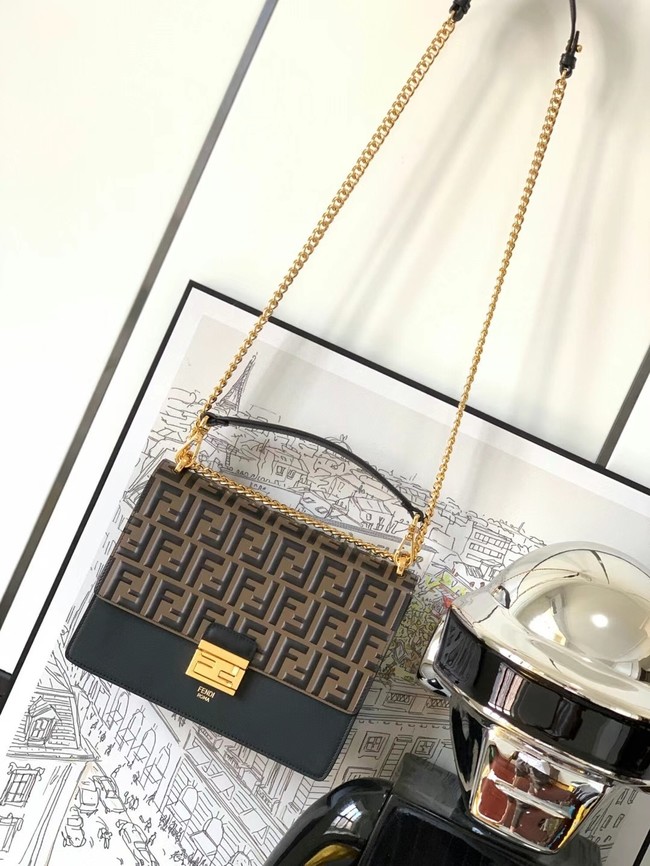 FENDI Kan I Black leather bag 8BT315 black