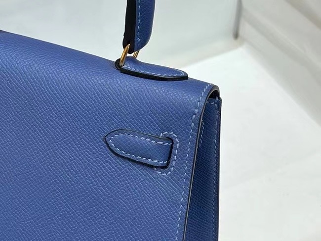 Hermes Kelly 20cm Shoulder Bags Epsom KL2750 blue&gold