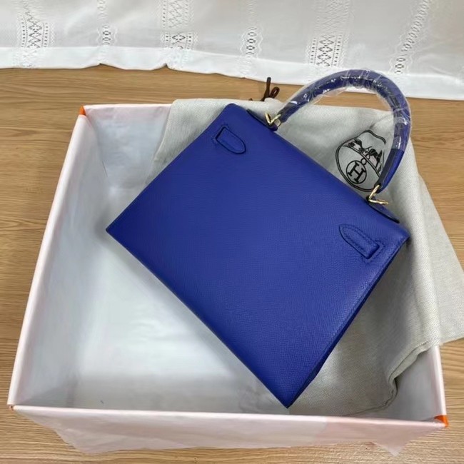 Hermes Kelly 25cm Shoulder Bags Epsom KL2755 Electrooptic blue&gold