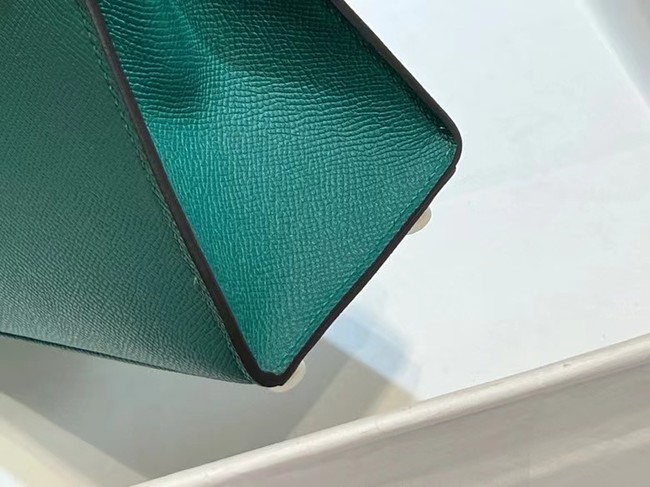 Hermes Kelly 20cm Shoulder Bags Epsom KL2750 Lake green&gold