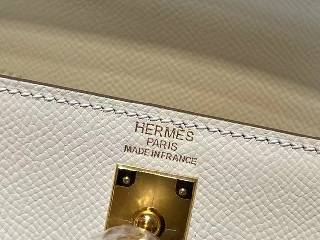 Hermes Kelly 20cm Shoulder Bags Epsom KL2750 White&gold