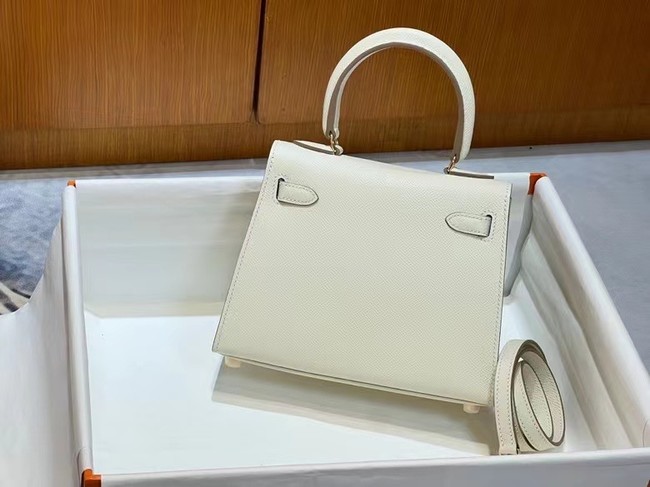 Hermes Kelly 20cm Shoulder Bags Epsom KL2750 White&gold