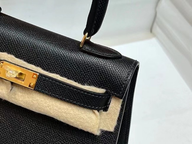 Hermes Kelly 20cm Shoulder Bags Epsom KL2750 black&gold