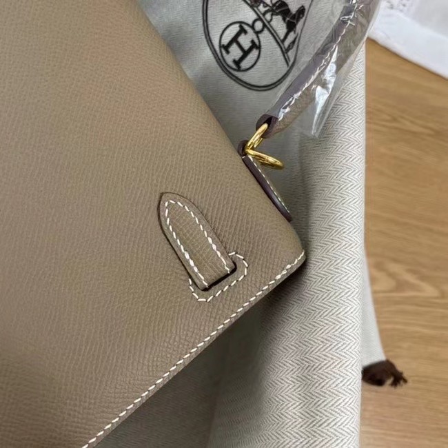 Hermes Kelly 25cm Shoulder Bags Epsom KL2755 Elephant Grey&gold-Tone Metal