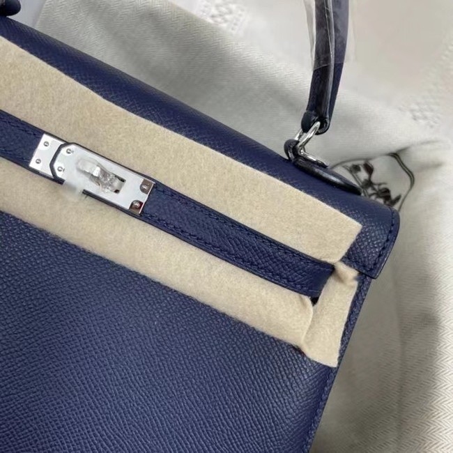 Hermes Kelly 25cm Shoulder Bags Epsom KL2755 Royal blue&silver-Tone Metal