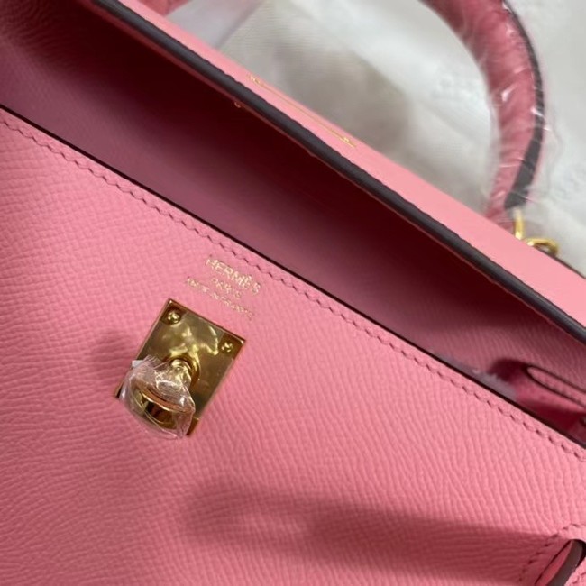 Hermes Kelly 25cm Shoulder Bags Epsom KL2755 pink&gold-Tone Metal