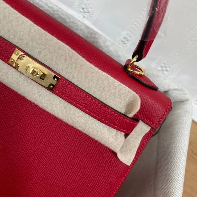 Hermes Kelly 25cm Shoulder Bags Epsom KL2755 red&gold-Tone Metal