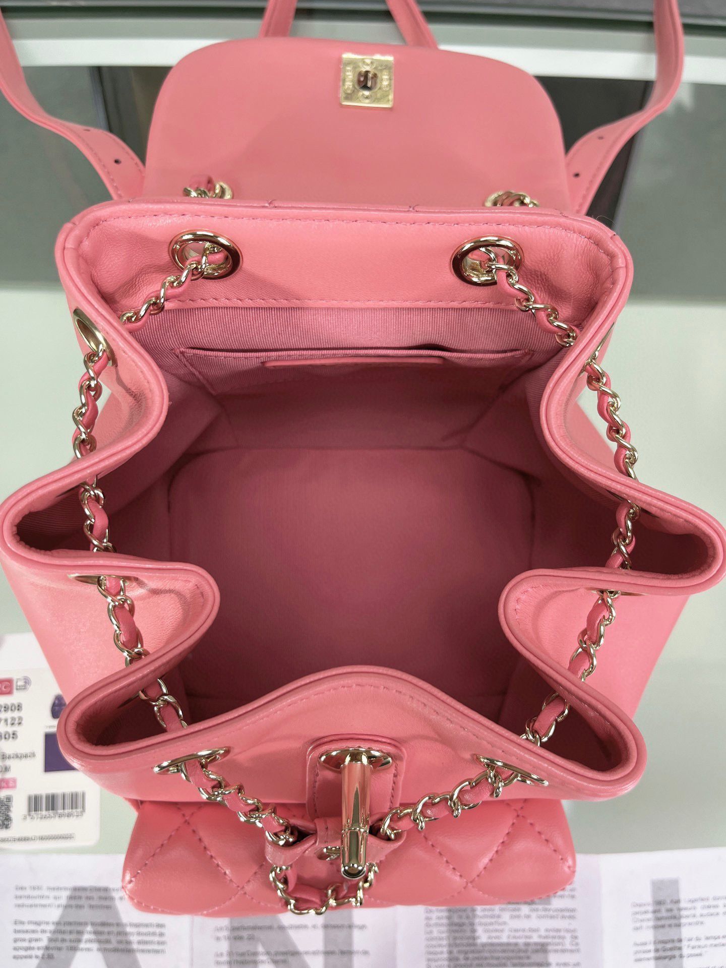 Chanel Backpack Sheepskin Original Leather AS2908 Pink