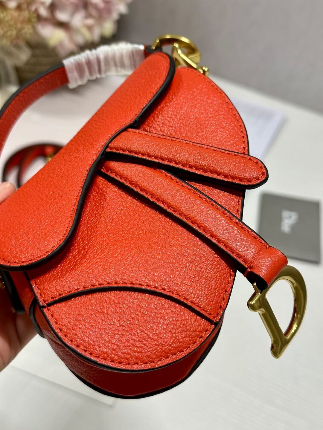 DIOR MICRO SADDLE BAG Antique Goatskin S5685CC orange