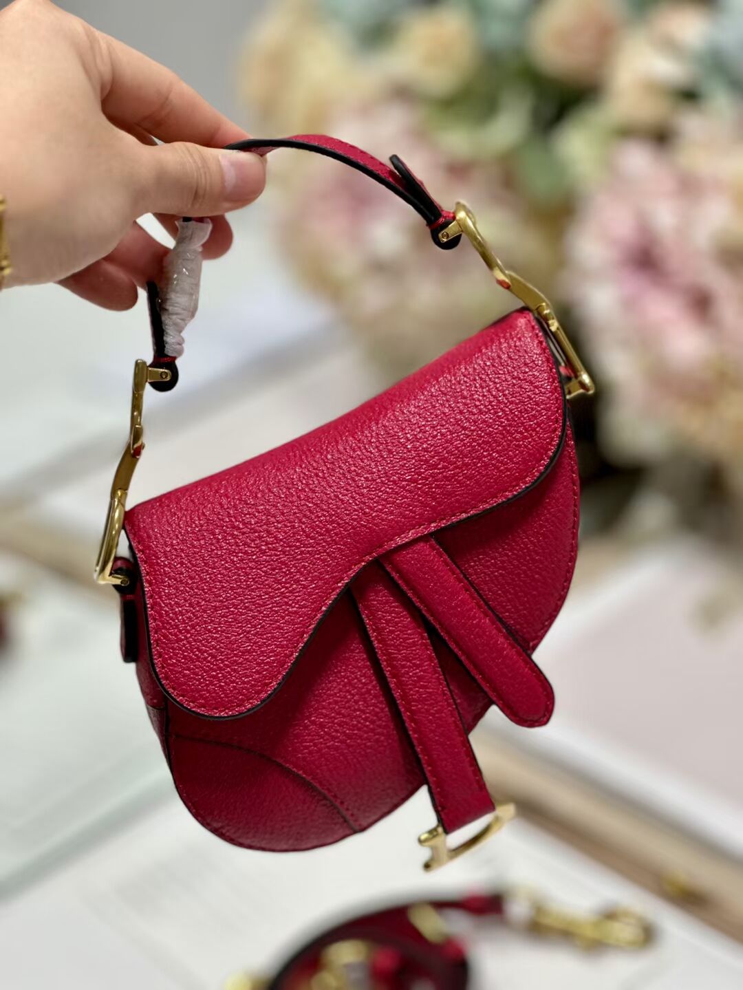 DIOR MICRO SADDLE BAG Antique Goatskin S5685CC red