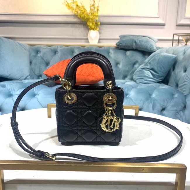 MICRO LADY DIOR BAG Black Cannage Lambskin S0856ON