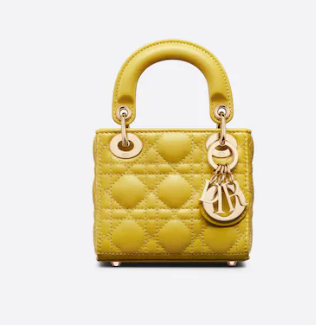 MICRO LADY DIOR BAG Mustard Yellow Cannage Lambskin S0856O