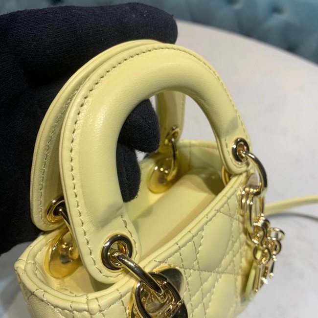 MICRO LADY DIOR BAG Mustard Yellow Cannage Lambskin S0856O