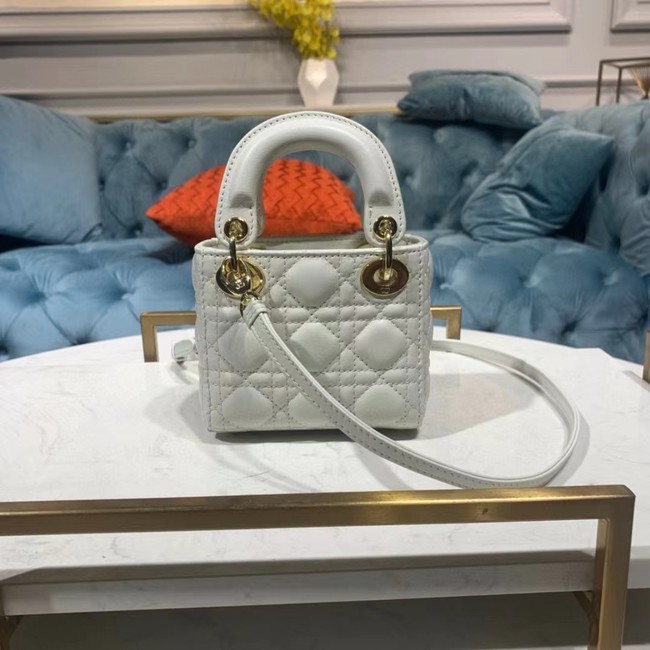 MICRO LADY DIOR BAG Scarlet Cannage Lambskin S0856O white&gold