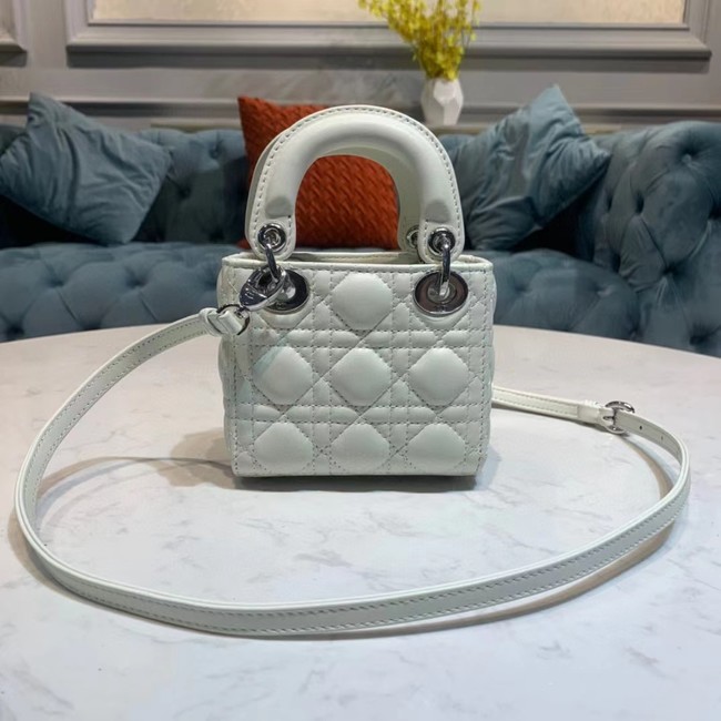 MICRO LADY DIOR BAG Scarlet Cannage Lambskin S0856O white&silver