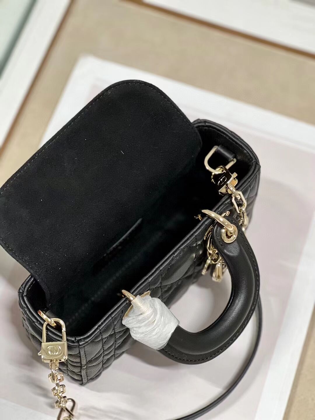 DIOR MICRO LADY D-JOY BAG Cannage Lambskin S0910 black