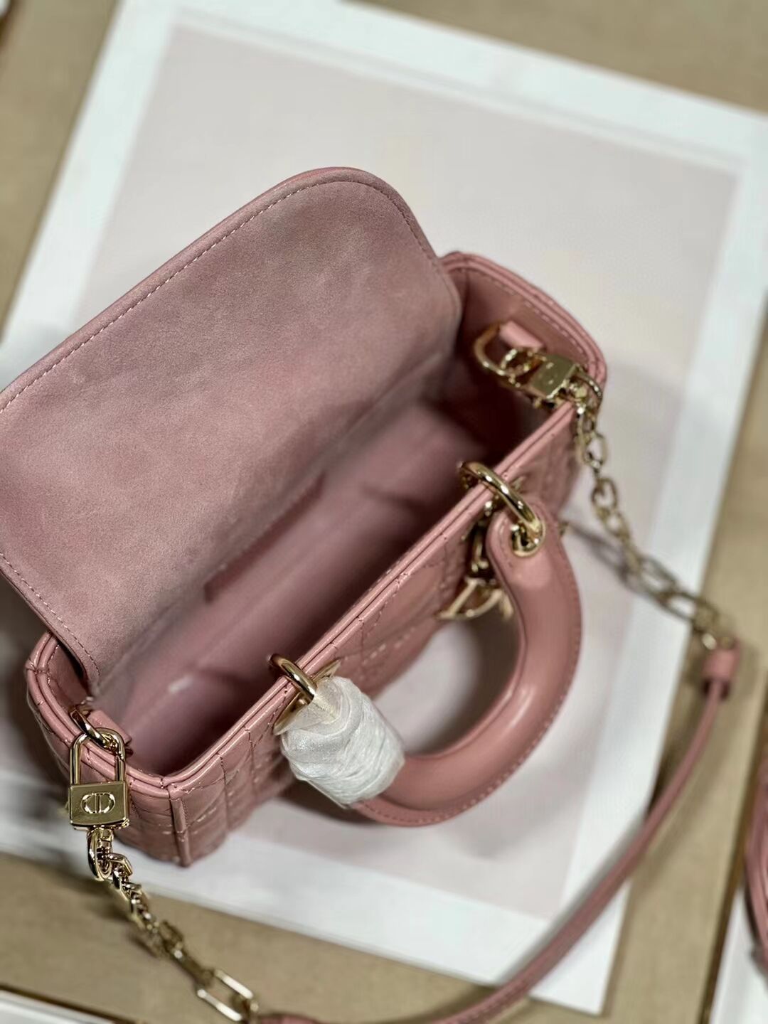 MINI DIOR LADY D-JOY BAG Cannage Lambskin M0540ONG pink