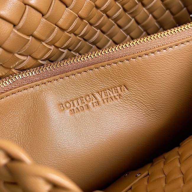 Bottega Veneta Small padded intreccio leather shoulder bag 709418 Caramel