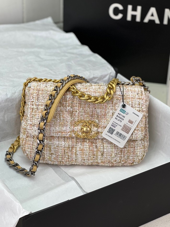 CHANEL 19 HANDBAG AS1160&AS1161 light pink