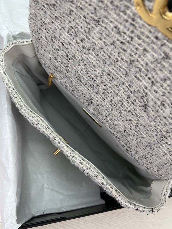 CHANEL 19 HANDBAG Cotton Tweed AS1161 white