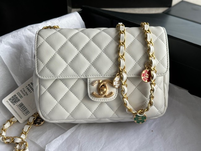 CHANEL MINI FLAP BAG AS3737 white