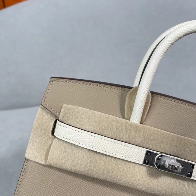 Hermes Original Togo Leather HB30O light gray&white