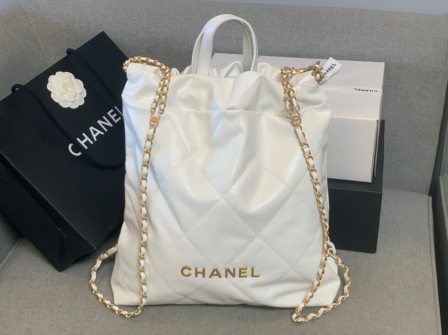 LARGE BACK PACK CHANEL 22 AS3313 WHITE&GOLD