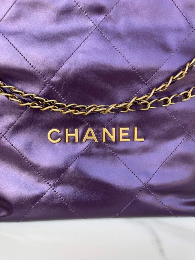 CHANEL 22 HANDBAG AS3260 deep purple