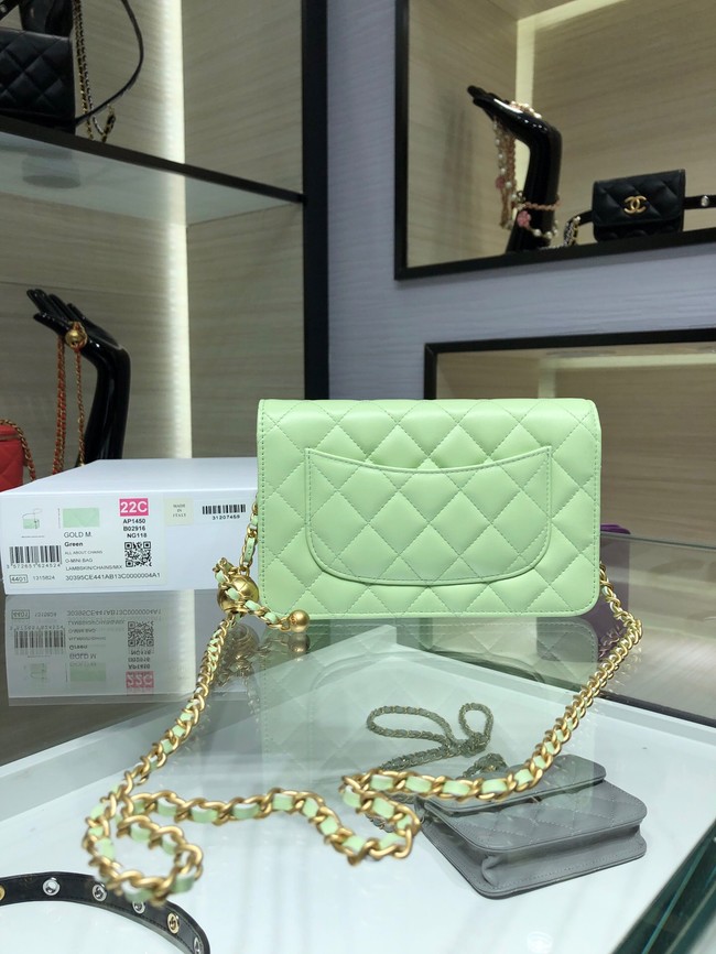 CHANEL WALLET ON CHAIN AP1450 light green